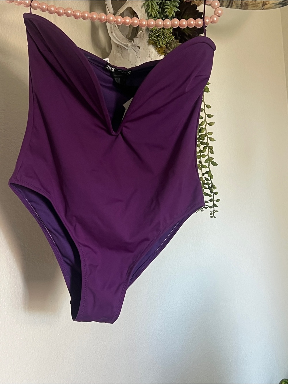NWT ✧💜Zara Purple💜✧ Strapless Swimsuit L